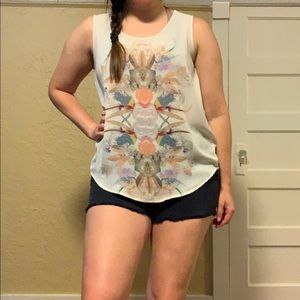 Abstract print cream top